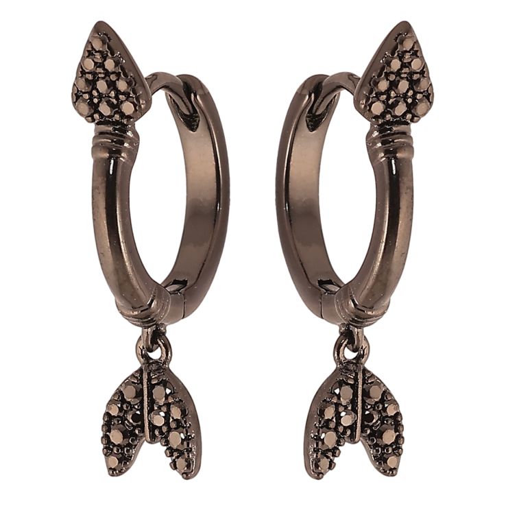 Сережки Xuping Позолота Black (чорне золото) підвіски на колечках «Стріли з чорним цирконієм» фото №19