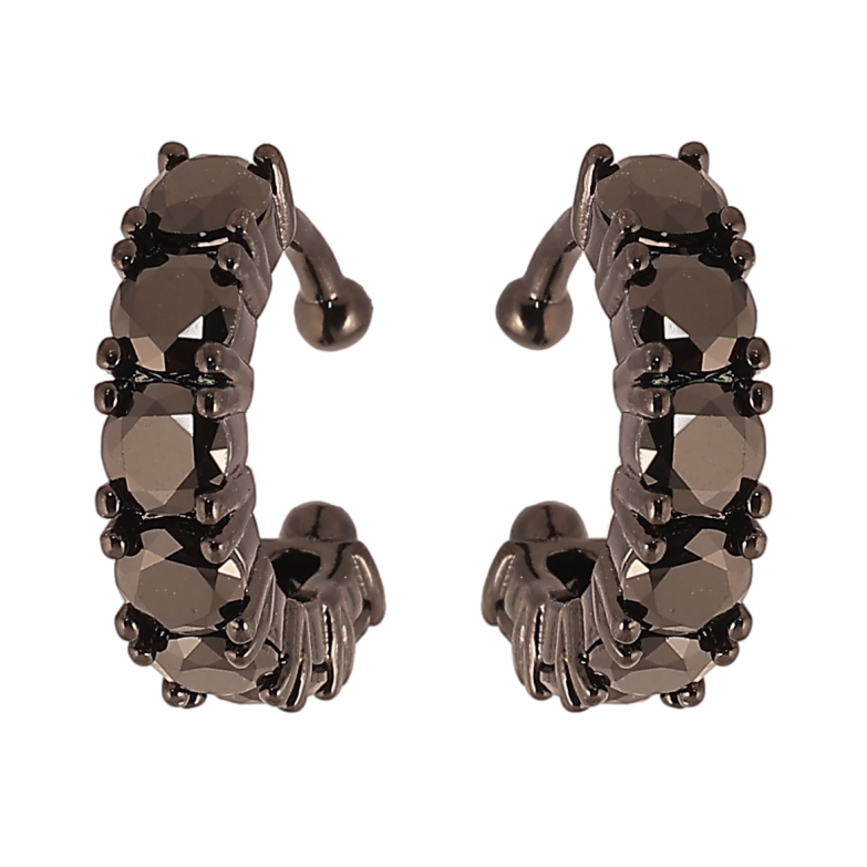 Серьги Xuping Позолота Black (черное золото) каффы Дорожки черного циркония фото №3