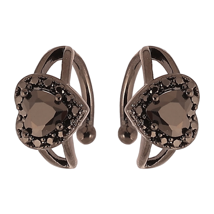 Сережки Xuping Позолота Black (чорне золото) кафи «Кришталеві сердечка» фото №1 Сережки Xuping Позолота Black (чорне золото) кафи «Кришталеві сердечка» фото №1