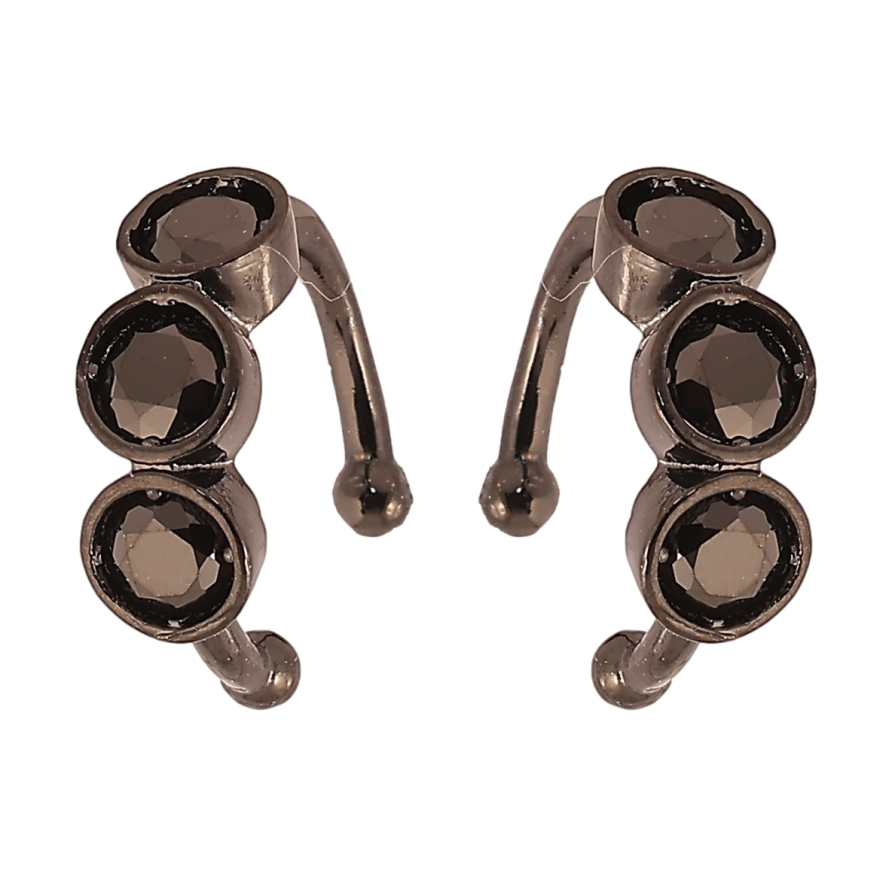 Серьги Xuping Позолота Black (черное золото) каффы Три кристалла фото №1