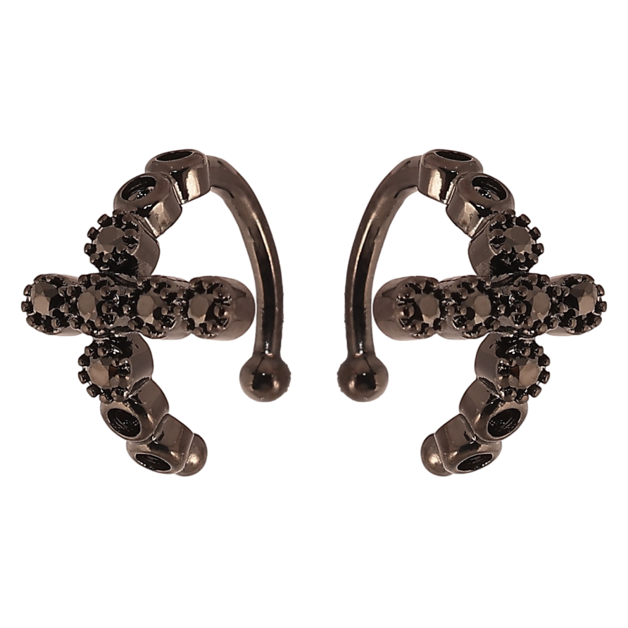 Сережки Xuping Позолота Black (чорне золото) кафи «Хрестики з чорним цирконієм» фото №1 Сережки Xuping Позолота Black (чорне золото) кафи «Хрестики з чорним цирконієм» фото №1