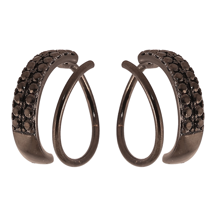 Сережки Xuping Позолота Black (чорне золото) кафи з проколом «Пружинки з інкрустацією чорним цирконієм» фото №1