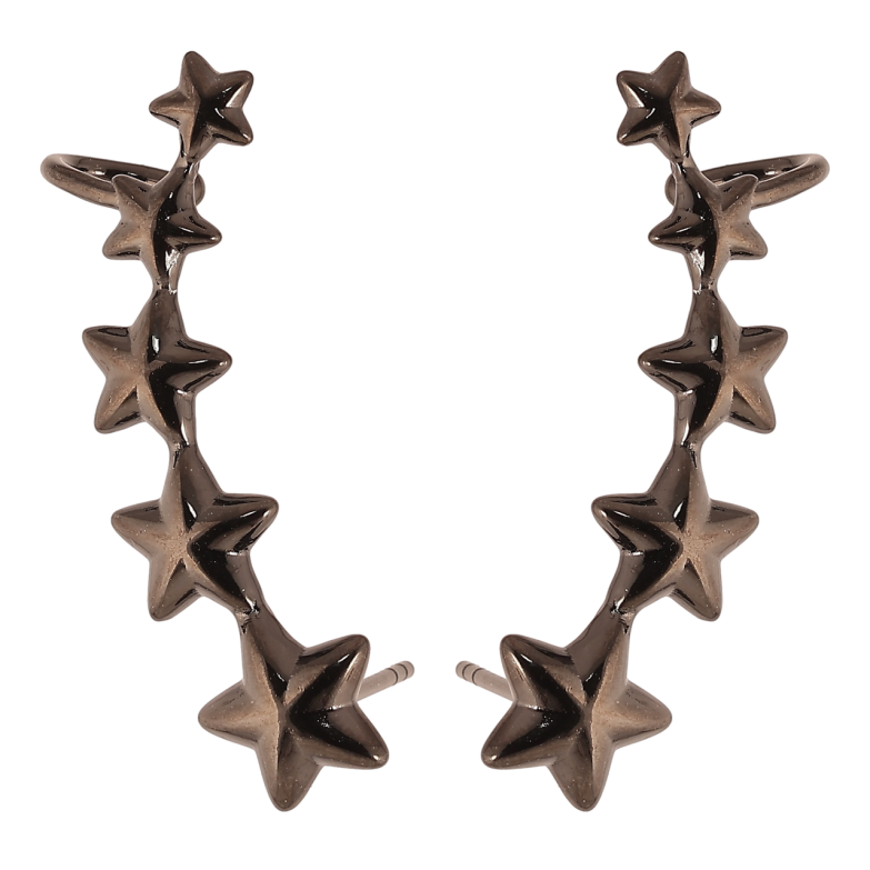 Сережки Xuping Позолота Black (чорне золото) пусети-кафи «Зоряні доріжки» (Силіконові застібки) фото №1