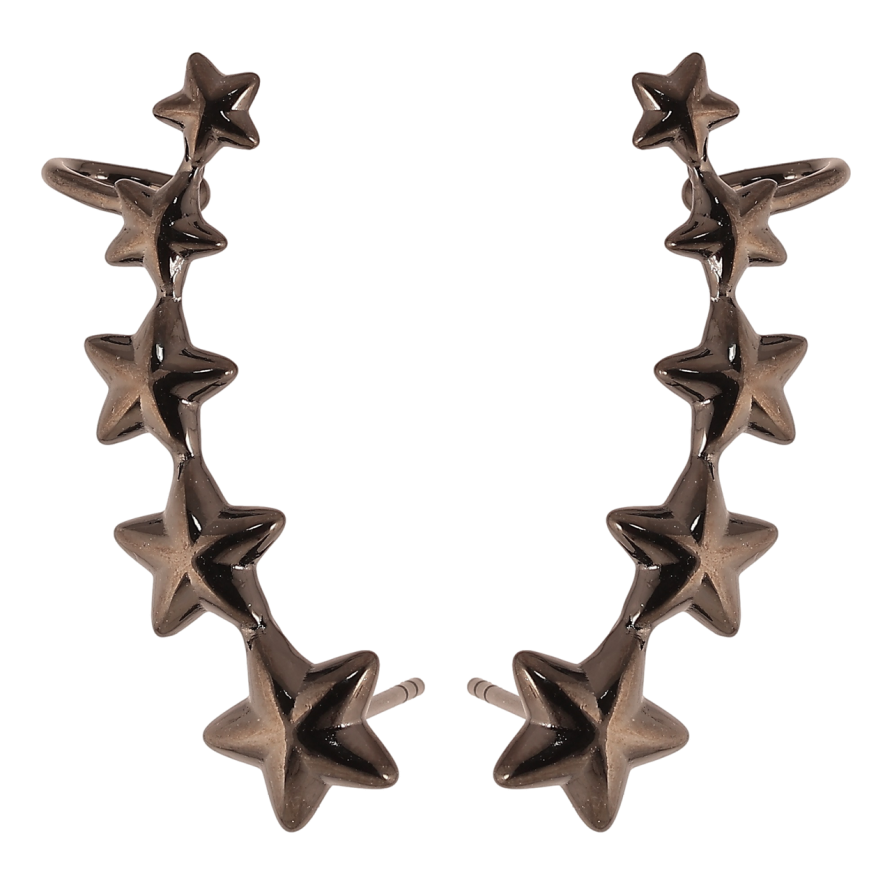 Сережки Xuping Позолота Black (чорне золото) пусети-кафи «Зоряні доріжки» (Силіконові застібки) фото №1