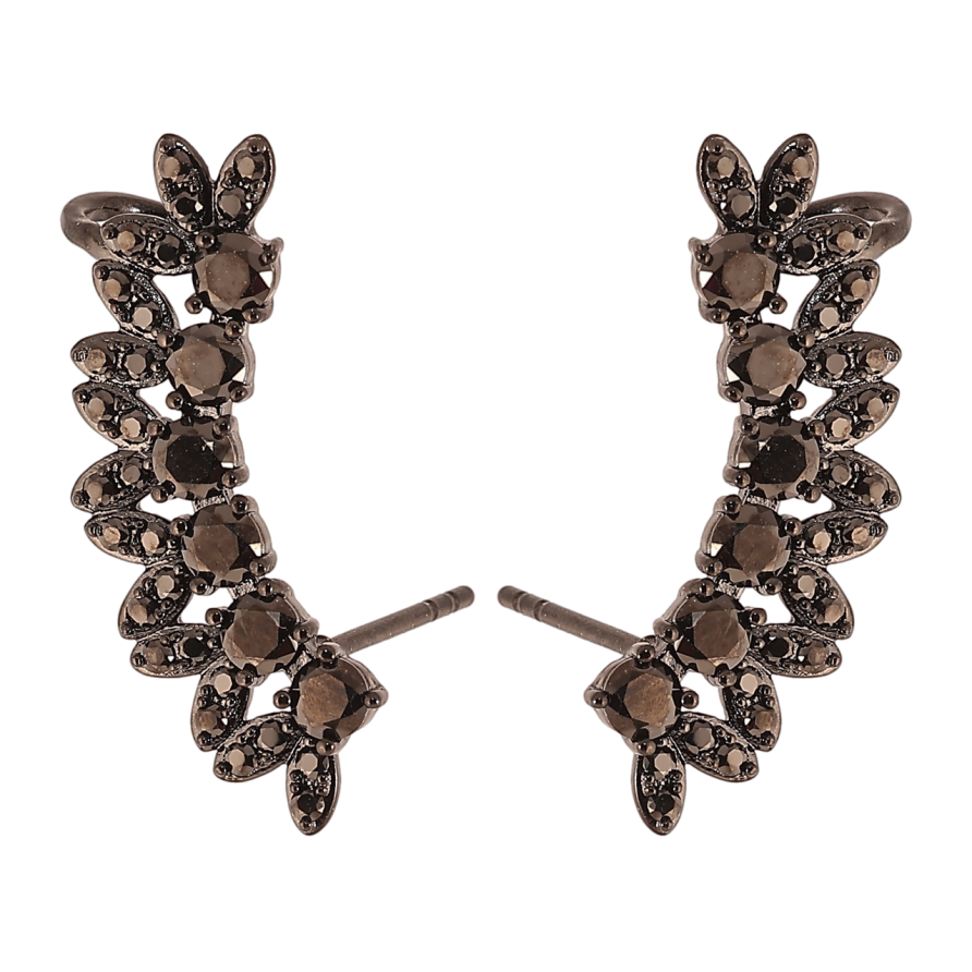 Серьги Xuping Позолота Black (черное золото) пусеты-каффы Узор с черным цирконием (Силиконовые застежки) фото №1 Серьги Xuping Позолота Black (черное золото) пусеты-каффы Узор с черным цирконием (Силиконовые застежки) фото №1