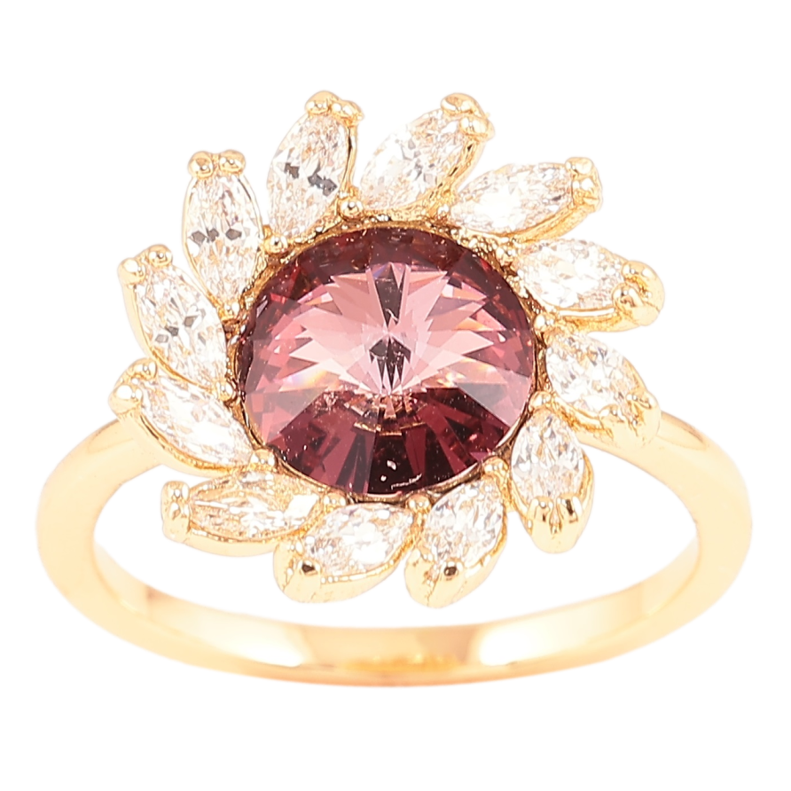 Кольцо Xuping цвет 18K с кр-ми Swarovski Цветок с кристаллом Antique Pink фото №1