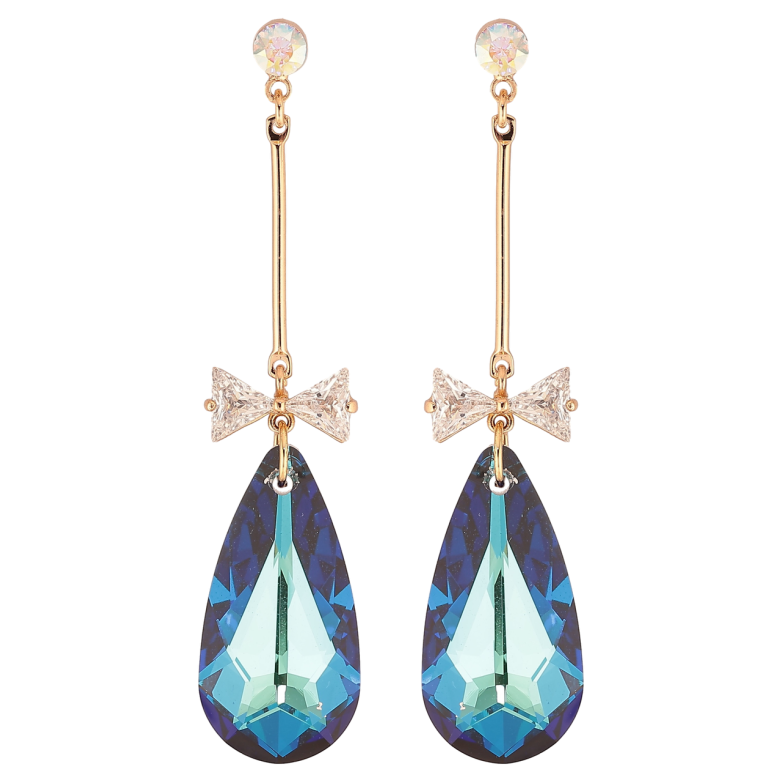 Серьги Xuping цвет 18K с кристаллами Swarovski пусеты Подвески с кристаллами Metallic Blue фото №10