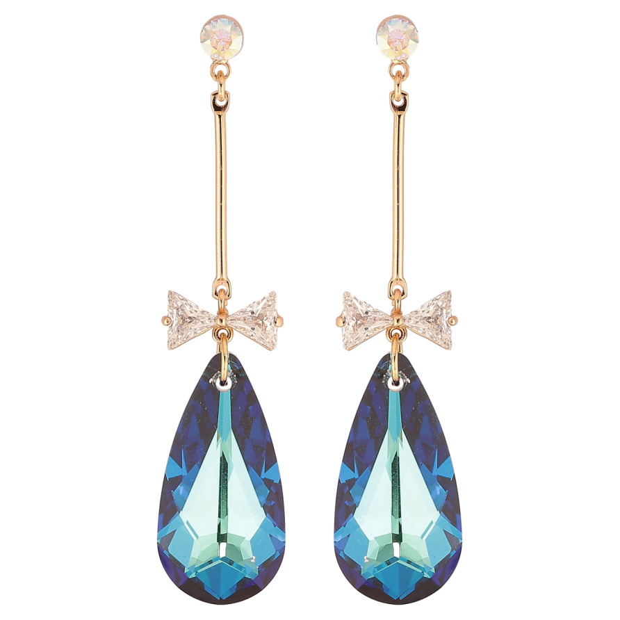 Сережки Xuping колір 18K з кристалами Swarovski пусеты «Підвіски з кристалами Metallic Blue» фото №1