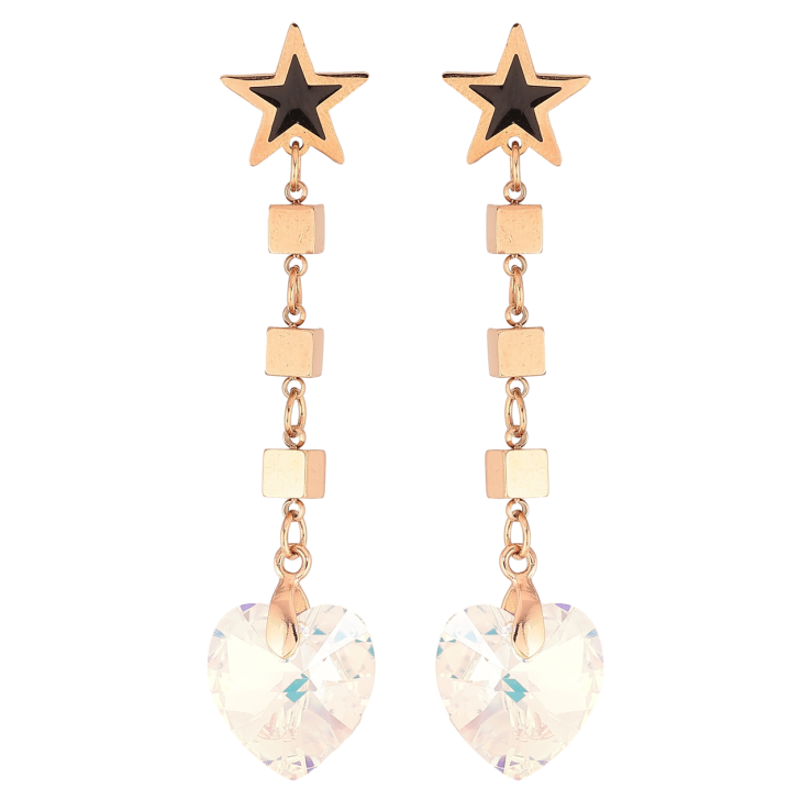 Сережки Xuping колір РВ з кристалами Swarovski пусеты «Підвіски з сердечками Shimmer» фото №8