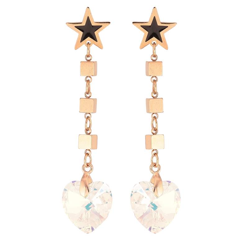 Сережки Xuping колір РВ з кристалами Swarovski пусеты «Підвіски з сердечками Shimmer» фото №2