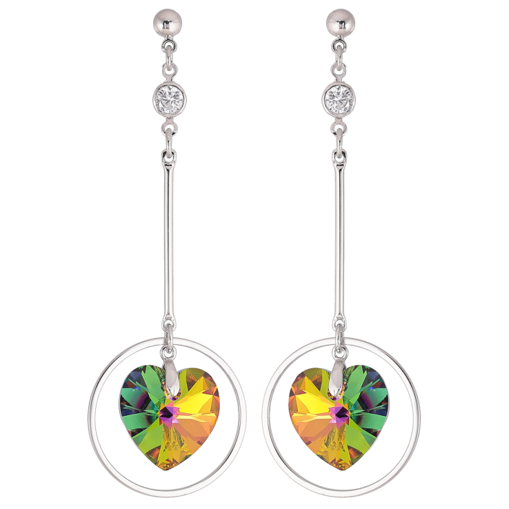 Сережки Xuping колір Родій з кристалами Swarovski пусеты «Підвіски з кришталевими сердечками Vitrail Medium» фото №5