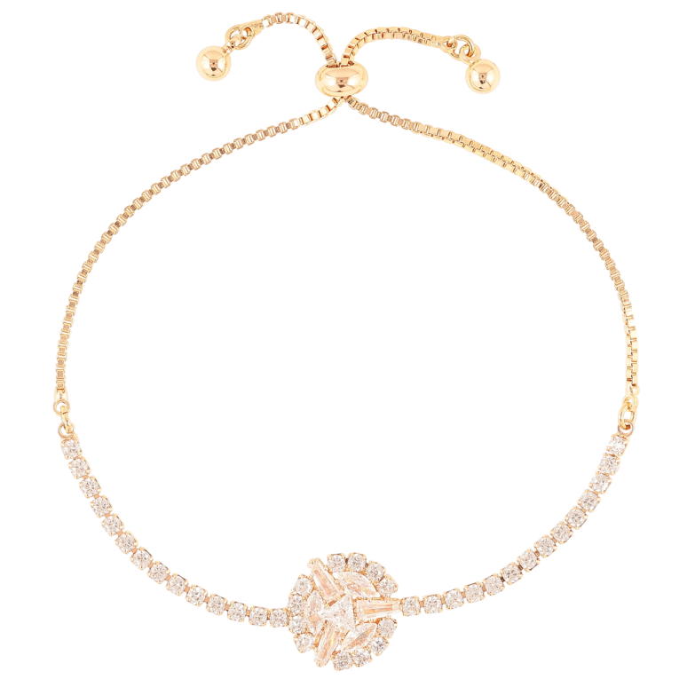 Браслет Xuping Позолота 18K  «Доріжка цирконію з круглою вставкою» на бігунку 10-20см х 1мм фото №1