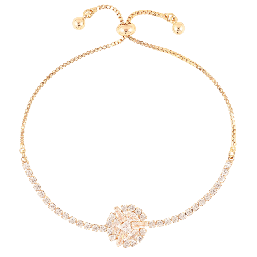 Браслет Xuping Позолота 18K  «Доріжка цирконію з круглою вставкою» на бігунку 10-20см х 1мм фото №1