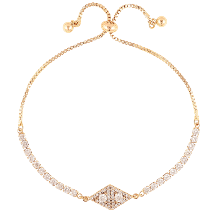 Браслет Xuping Позолота 18K  «Доріжка цирконію з ромбовою вставкою» на бігунку 10-22см х 1мм фото №21