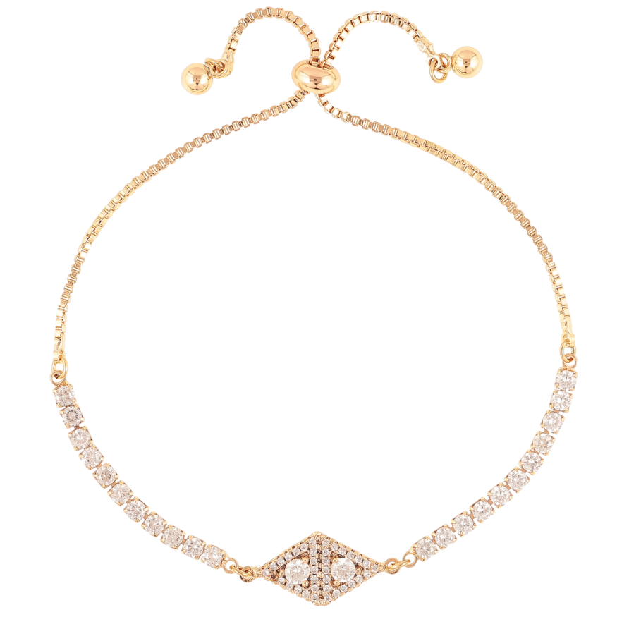 Браслет Xuping Позолота 18K Дорожка циркония с ромбовой вставкой на бегунке 10-22см х 1мм фото №1