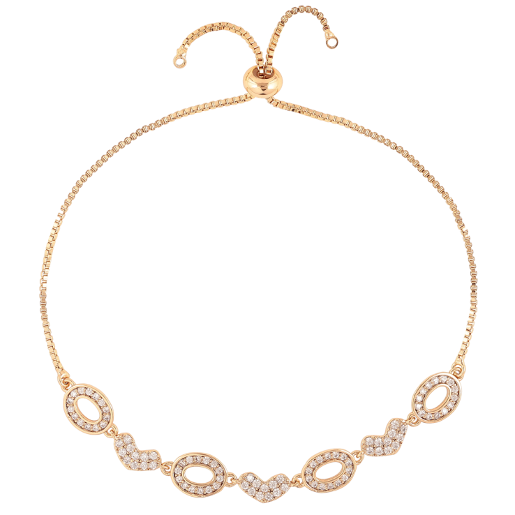 Браслет Xuping Позолота 18K Цепочка с вставкой из сердечек и овалов на бегунке 12-24см х 1мм фото №24