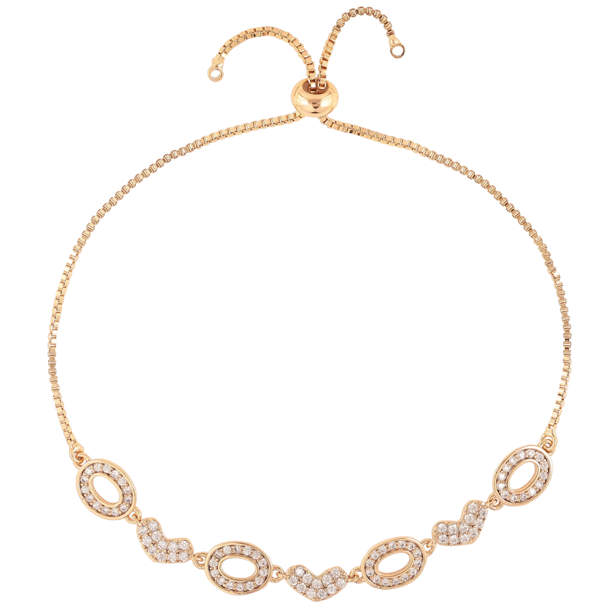 Браслет Xuping Позолота 18K Цепочка с вставкой из сердечек и овалов на бегунке 12-24см х 1мм фото №1