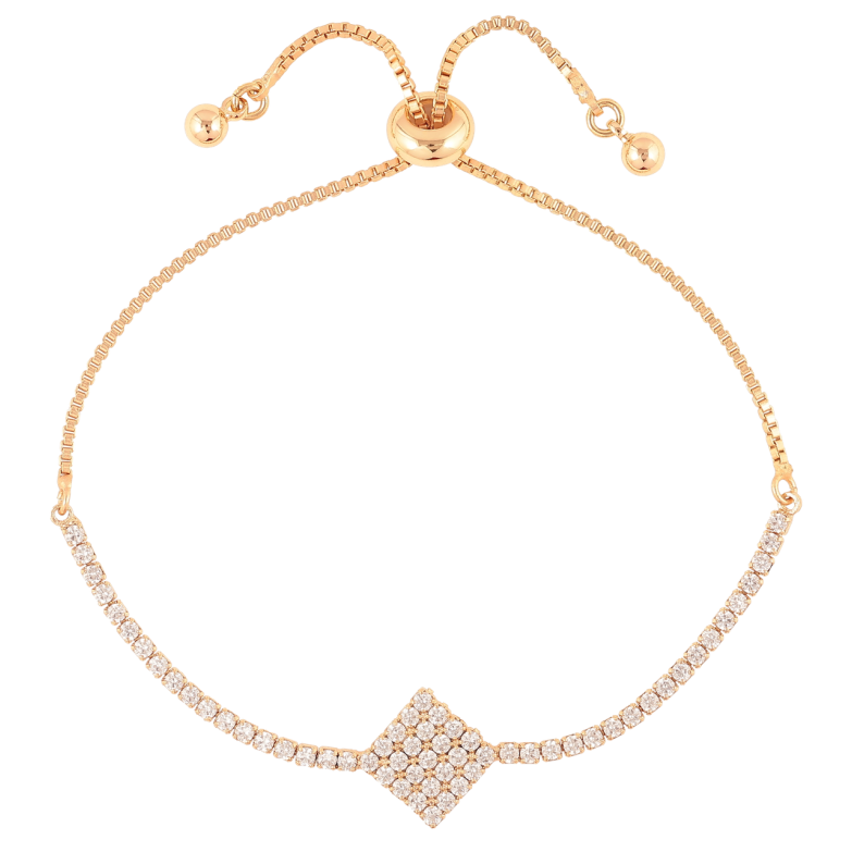 Браслет Xuping Позолота 18K  «Доріжка цирконію з ромбом» на бігунку 12-20см х 1мм фото №1