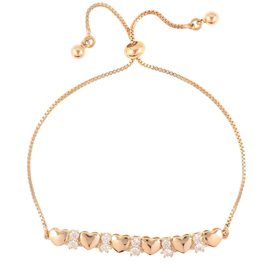Браслет Xuping Позолота 18K  «Сердечка з цирконієм» на бігунку 12-22см х 1мм фото №1