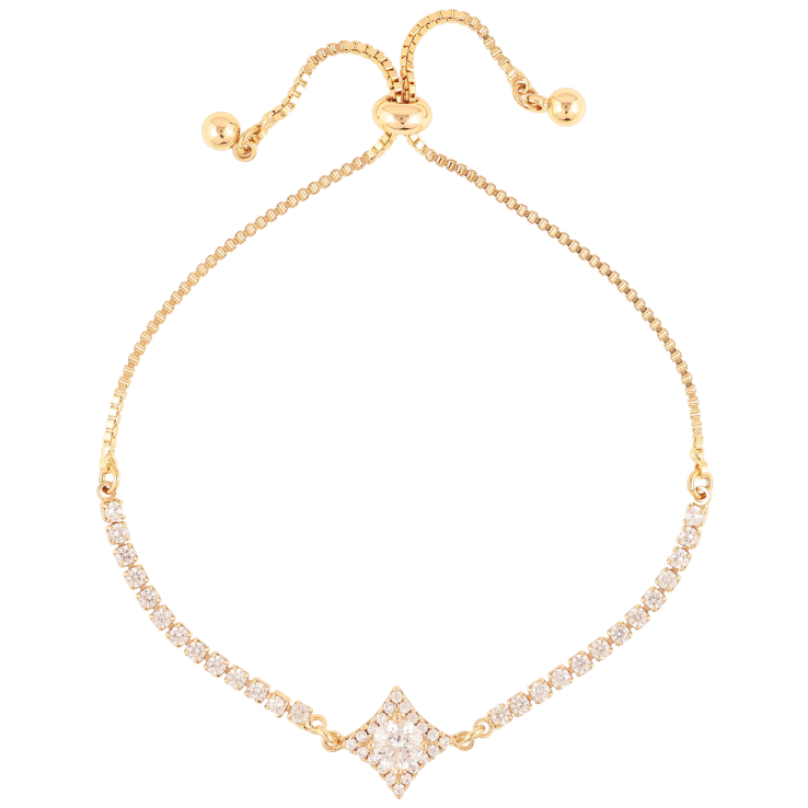 Браслет Xuping Позолота 18K «Доріжка цирконію з ромбовою вставкою» на бігунку 10-22см х 1мм фото №7