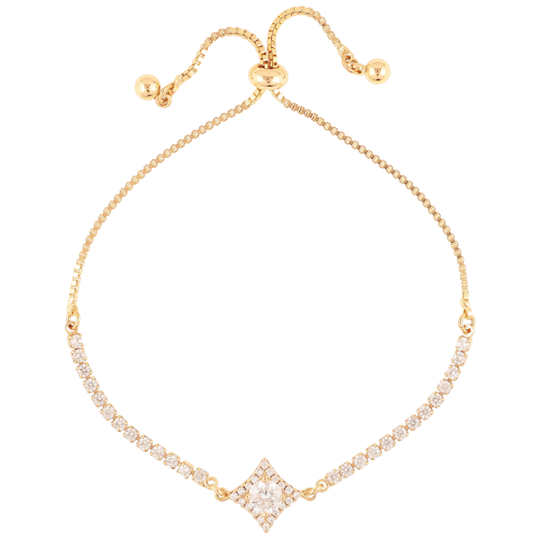 Браслет Xuping Позолота 18K Дорожка циркония с ромбовой вставкой на бегунке 10-22см х 1мм фото №1