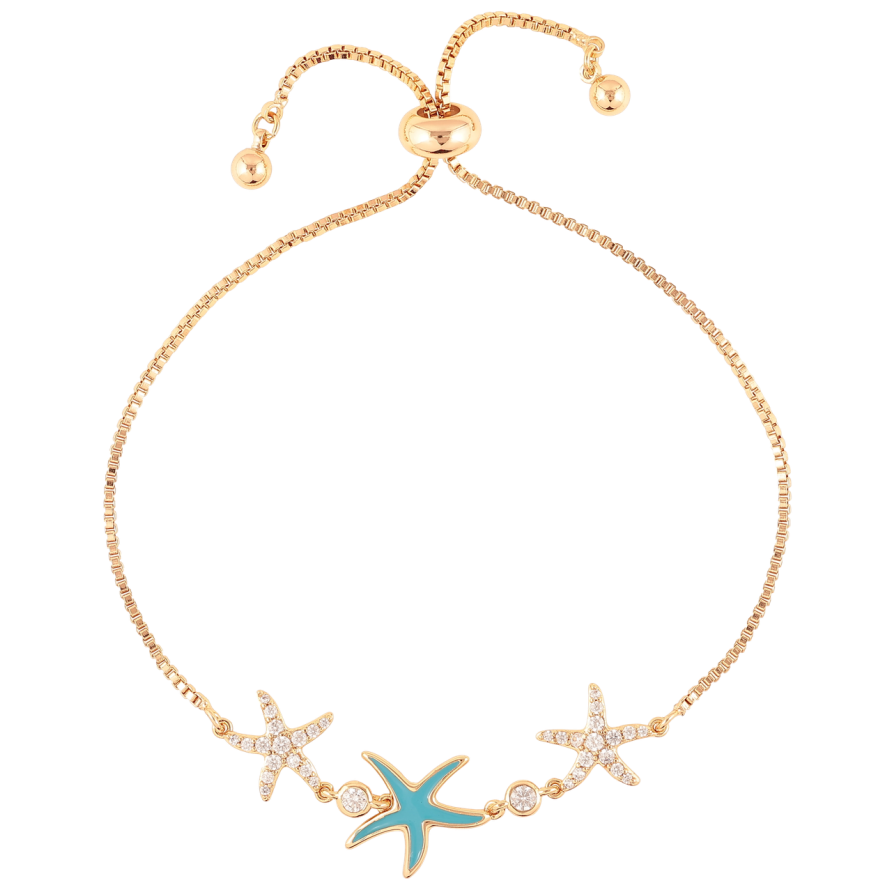 Браслет Xuping Позолота 18K Морские звезды с цирконием и голубой эмалью на бегунке 10-23см х 1мм фото №1