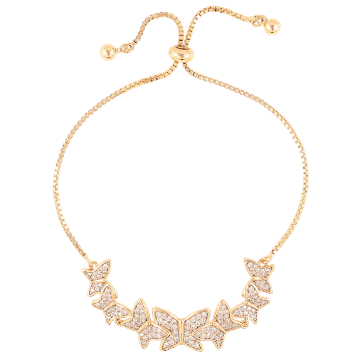 Браслет Xuping Позолота 18K Бабочки с инкрустацией цирконием на бегунке 12-22см х 1мм фото №3