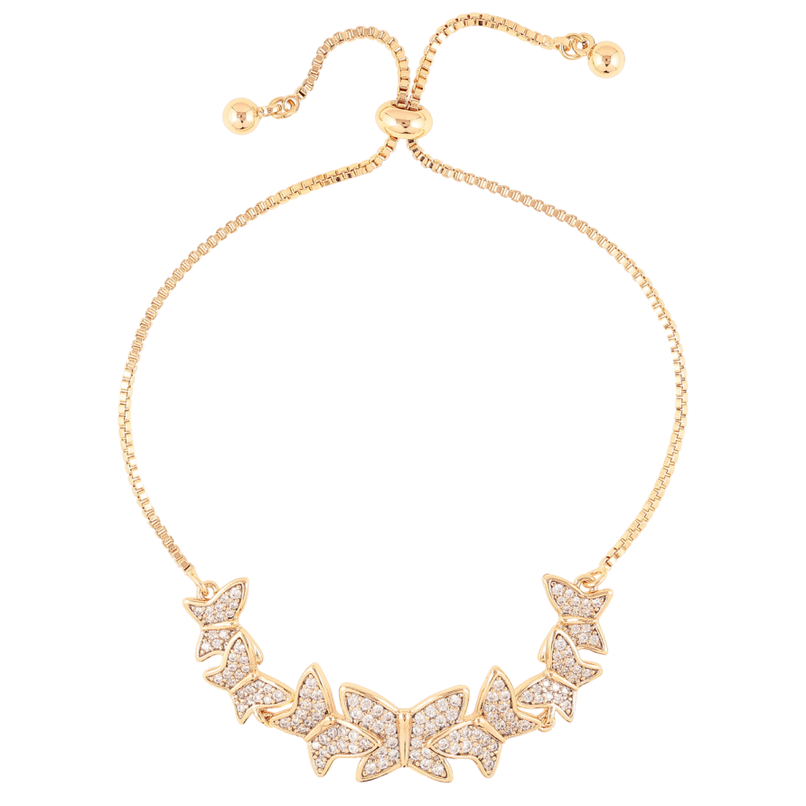 Браслет Xuping Позолота 18K Бабочки с инкрустацией цирконием на бегунке 12-22см х 1мм фото №1
