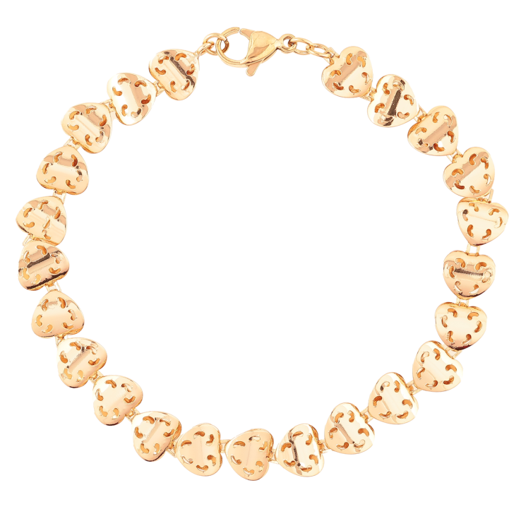 Браслет Xuping Позолота 18K Сердечки с резным узором размер 20см х 8мм фото №5