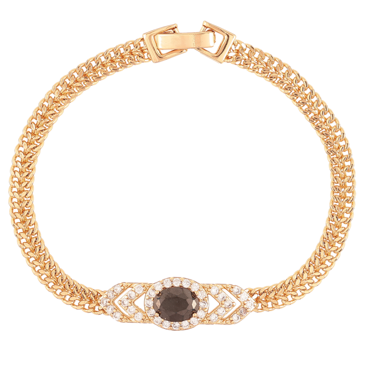 Браслет Xuping Позолота 18K Цепочка с вставкой из циркония и черного фианита размер 17.5см х 5мм фото №14