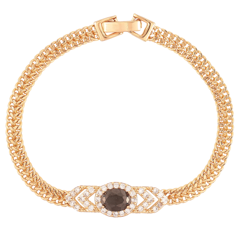 Браслет Xuping Позолота 18K «Ланцюжок зі вставкою з цирконію та чорного фіаніту» розмір 17.5см х 5мм фото №9