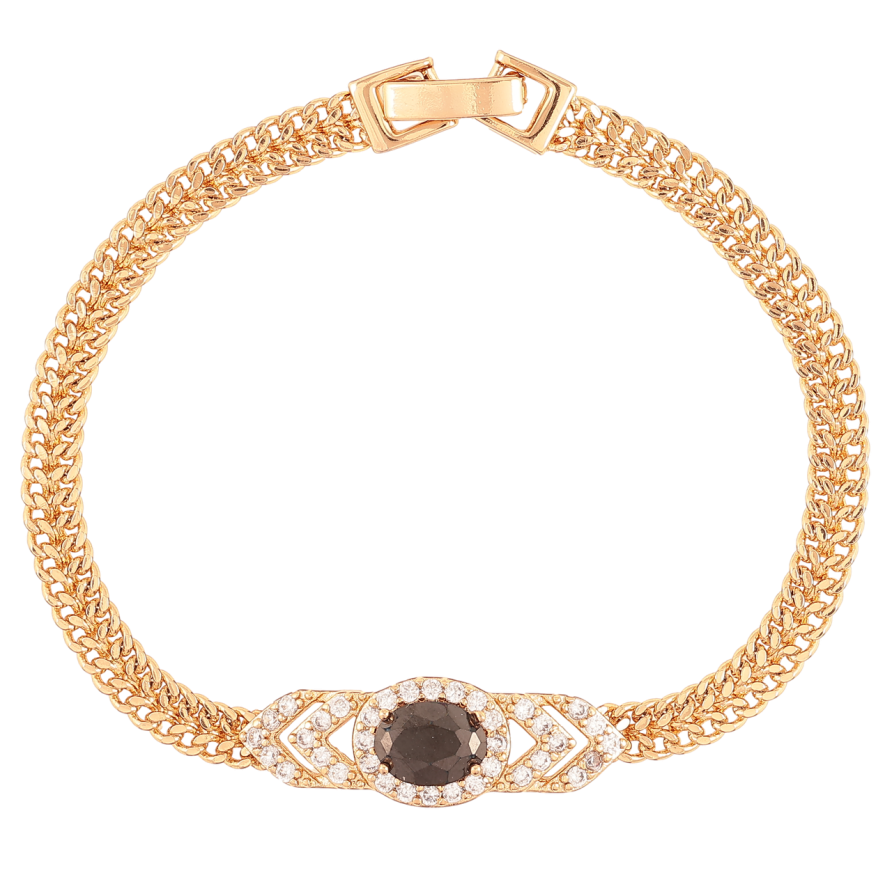 Браслет Xuping Позолота 18K Цепочка с вставкой из циркония и черного фианита размер 17.5см х 5мм фото №1