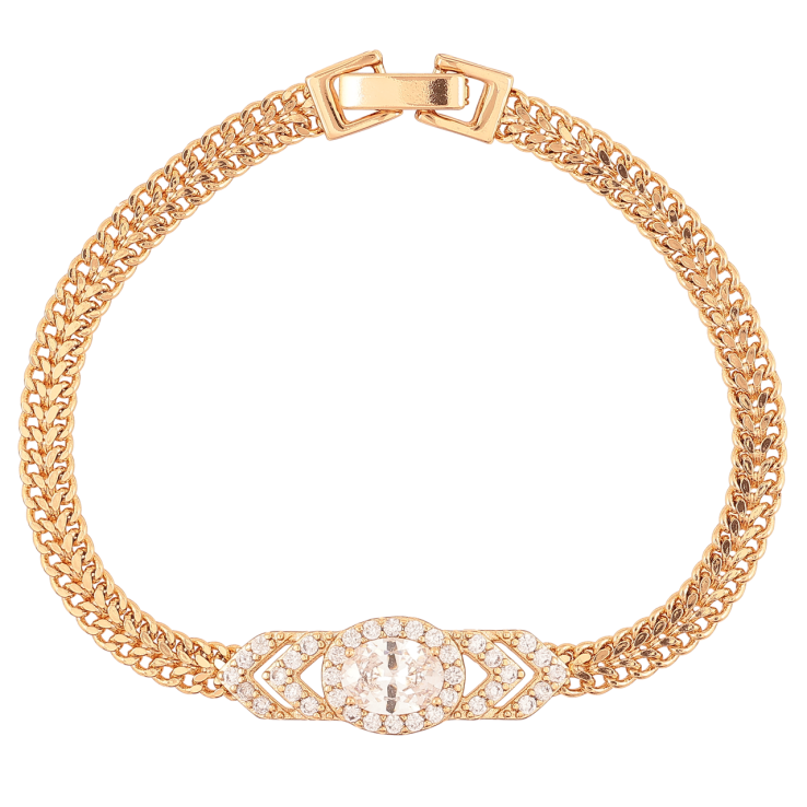 Браслет Xuping Позолота 18K Цепочка с вставкой из циркония и фианита размер 17.5см х 5мм фото №8