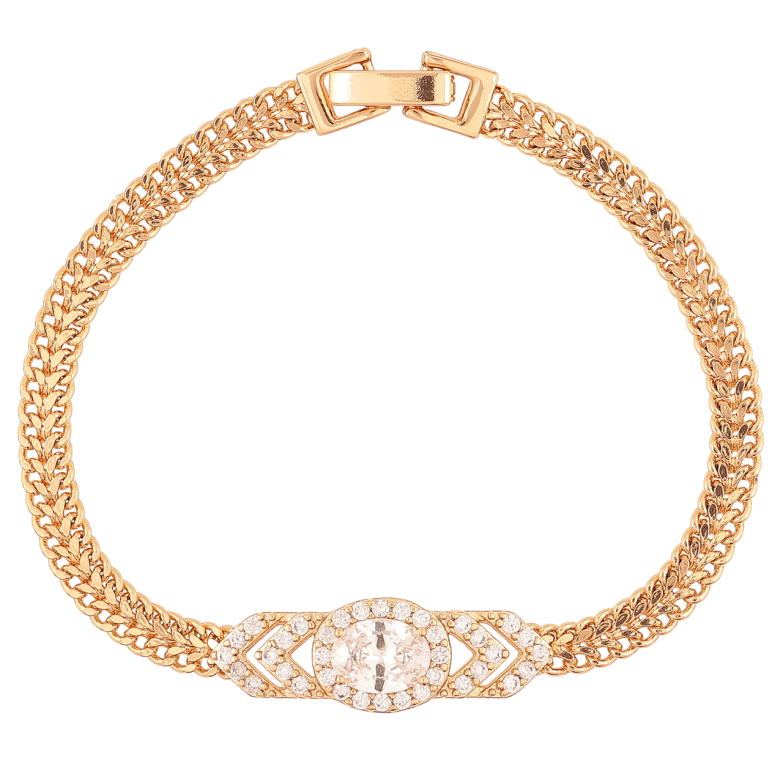 Браслет Xuping Позолота 18K «Ланцюжок зі вставкою з цирконію та фіаніту» розмір 17.5см х 5мм фото №4