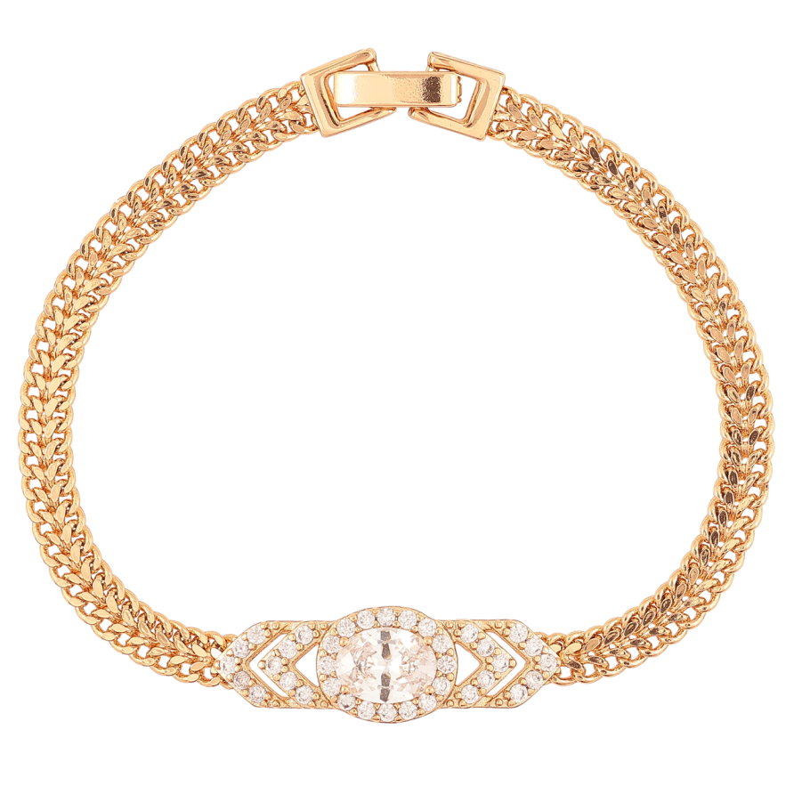 Браслет Xuping Позолота 18K Цепочка с вставкой из циркония и фианита размер 17.5см х 5мм фото №1