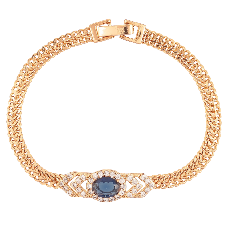 Браслет Xuping Позолота 18K Цепочка с вставкой из циркония и синего фианита размер 17.5см х 5мм фото №21