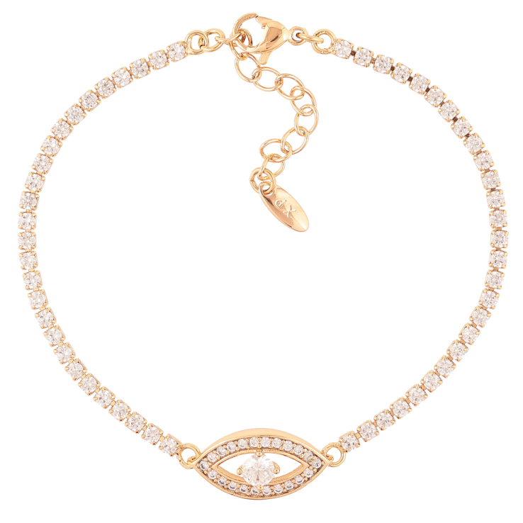 Браслет Xuping Позолота 18K Дорожка циркония с кристальным глазом размер с доп. цепочкой 17-20.5см х 2мм фото №22