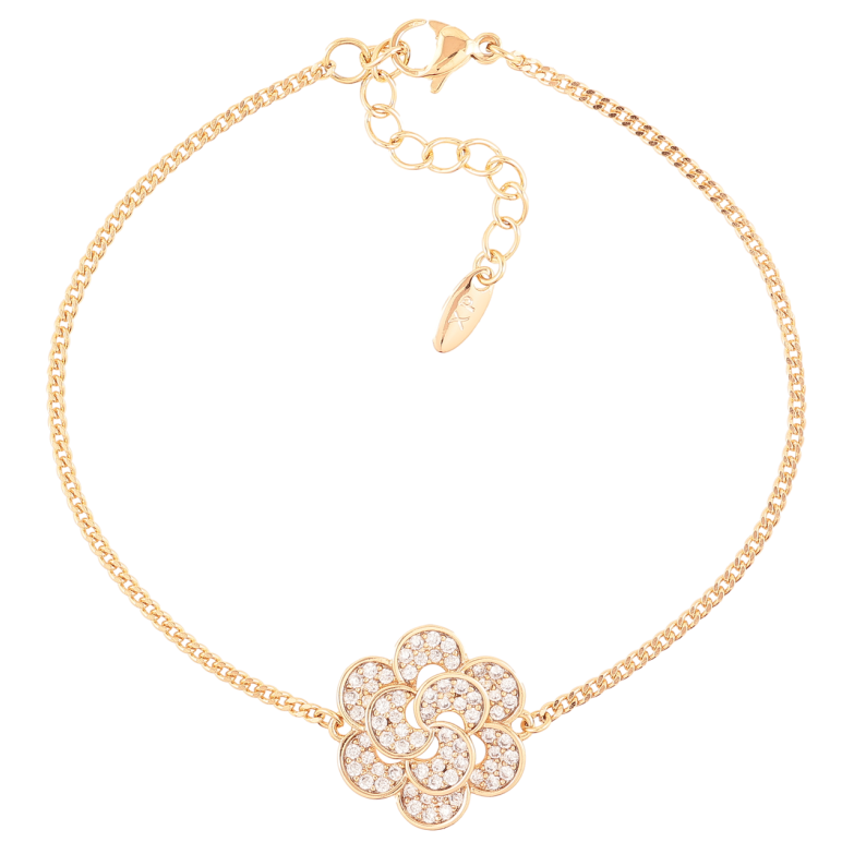 Браслет Xuping Позолота 18K Панцирная цепочка с вставкой цветок размер с доп. цепочкой 17.5-21см х 1.5мм фото №3