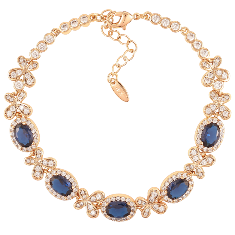 Браслет Xuping Позолота 18K «Візерунок метелика з цирконієм і синіми фіанітами» з дод. ланцюжком 17-20см х 3-8мм фото №1