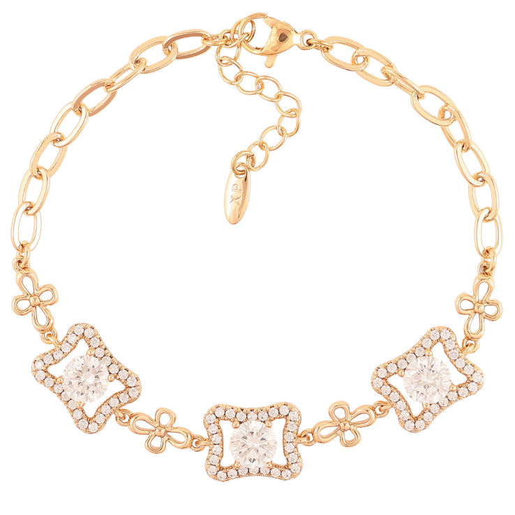 Браслет Xuping Позолота 18K Узор с инкрустацией цирконием размер с доп. цепочкой 17.5-21см х 4мм фото №19