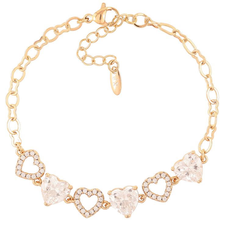 Браслет Xuping Позолота 18K Сердечки с цирконием и фианитами размер с доп. цепочкой 17.5-20.см х 4мм фото №20