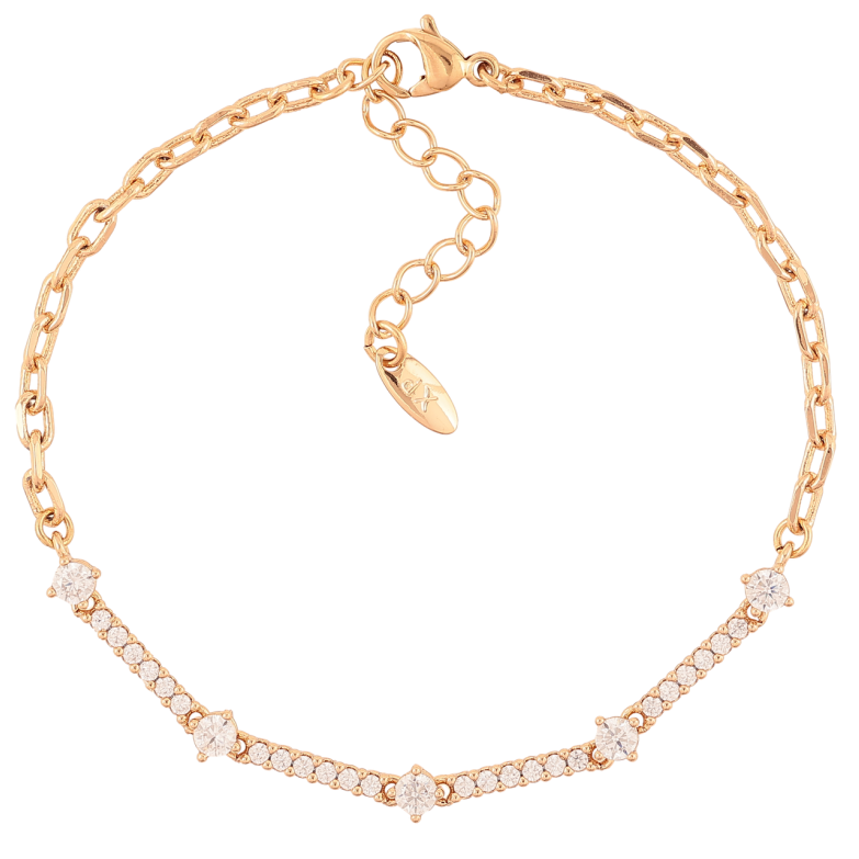 Браслет Xuping Позолота 18K Цепочка с дорожками циркония размер с доп. цепочкой 17-20см х 2.5мм фото №1