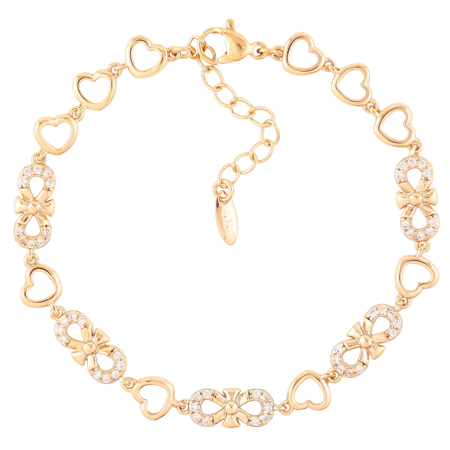 Браслет Xuping Позолота 18K Романтический узор с цирконием размер с доп. цепочкой 17-20см х 6мм фото №1