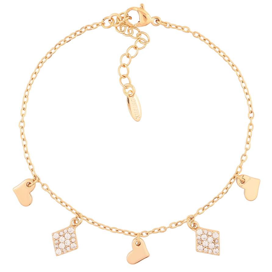 Браслет Xuping Позолота 18K Якорное плетение с подвесками размер с доп. цепочкой 17-20см х 1.5мм фото №1