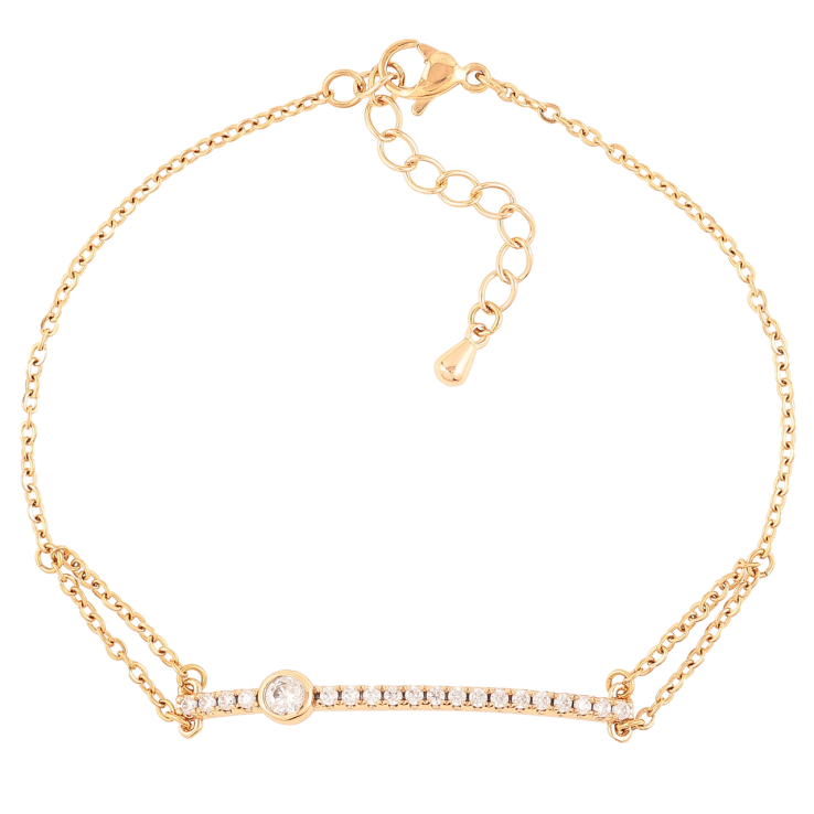 Браслет Xuping Позолота 18K Цепочка с вставкой дорожка циркония размер с доп. цепочкой 19-22см х 1.5мм фото №17