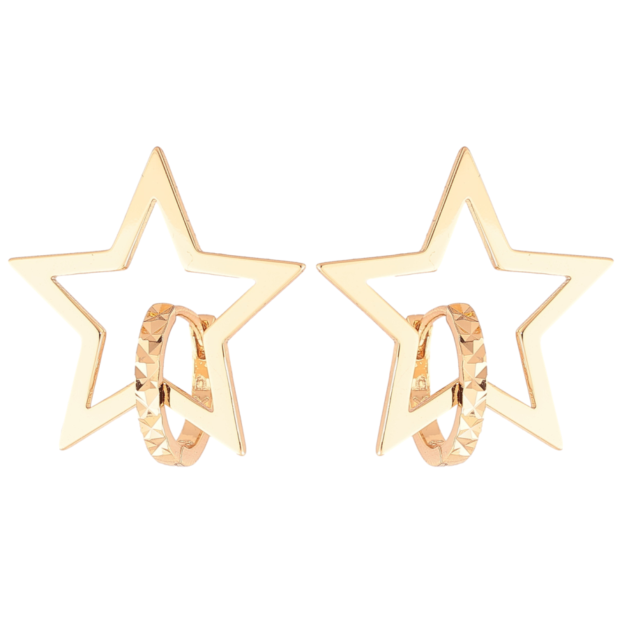 Серьги Xuping Позолота 18K колечки Звезды фото №1