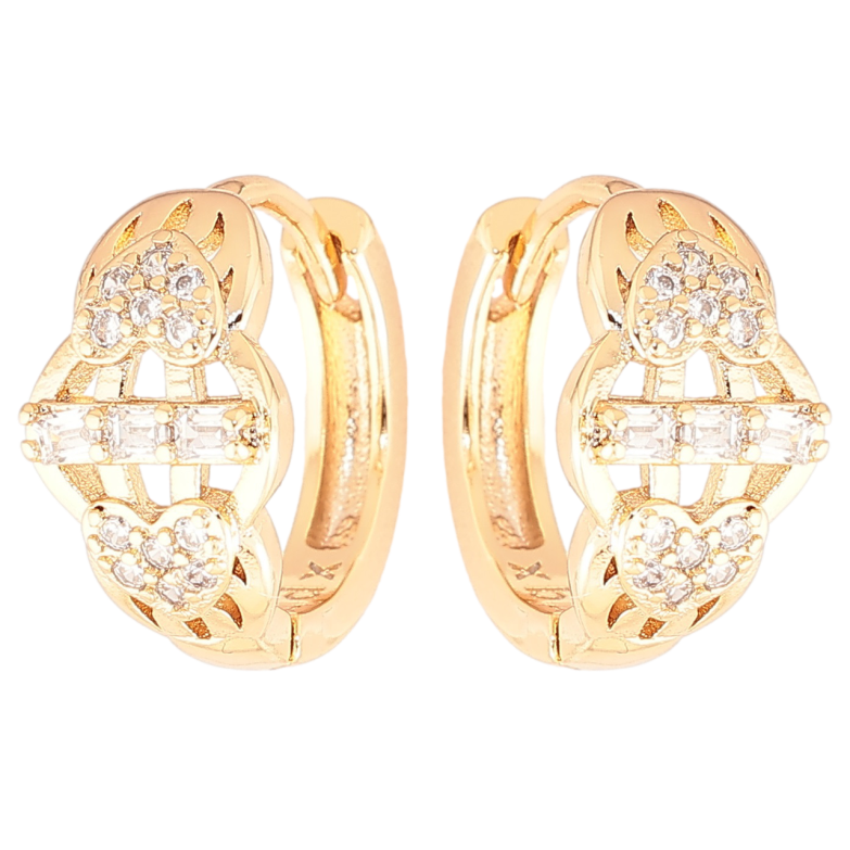 Сережки Xuping Позолота 18K колечка «Романтичний візерунок з цирконієм» фото №2 Сережки Xuping Позолота 18K колечка «Романтичний візерунок з цирконієм» фото №2