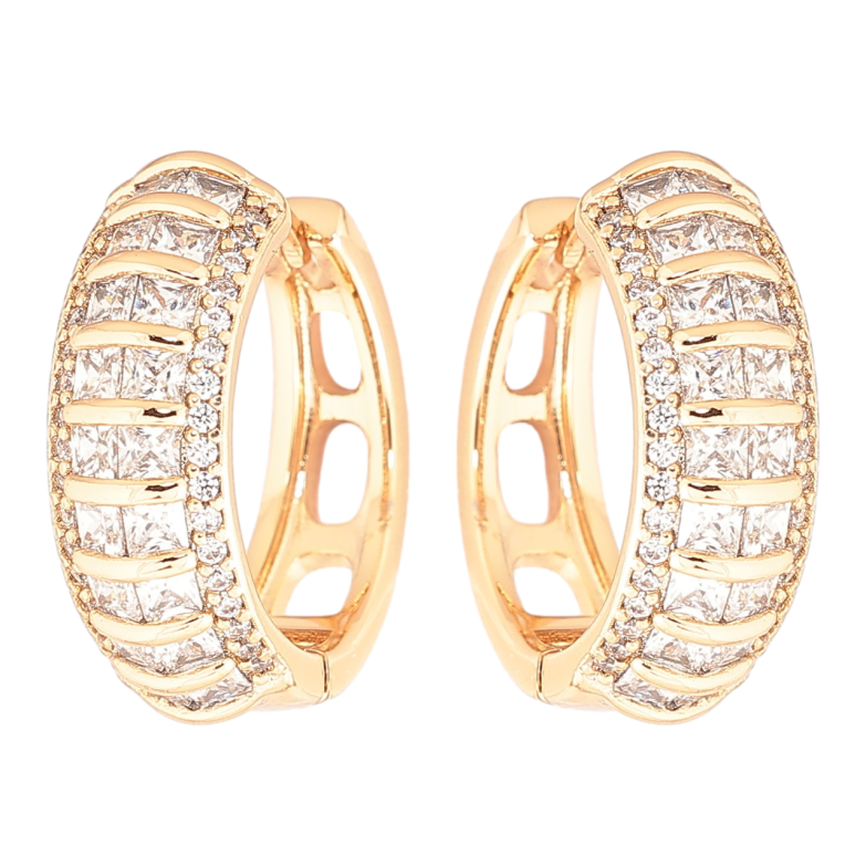 Серьги Xuping Позолота 18K колечки Инкрустация цирконием фото №1