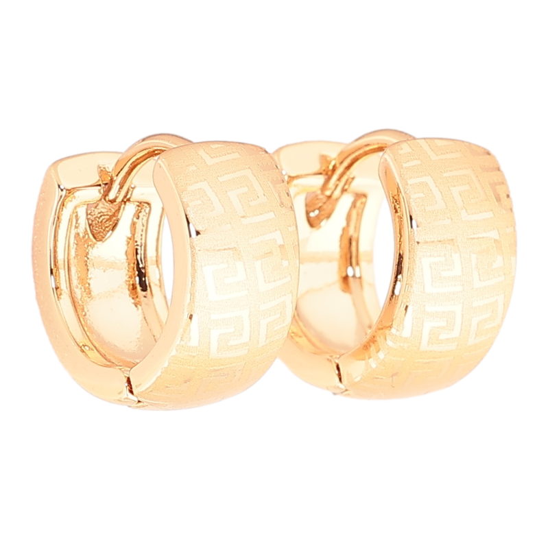 Серьги Xuping Позолота 18K колечки Греческий узор напылением фото №1 Серьги Xuping Позолота 18K колечки Греческий узор напылением фото №1