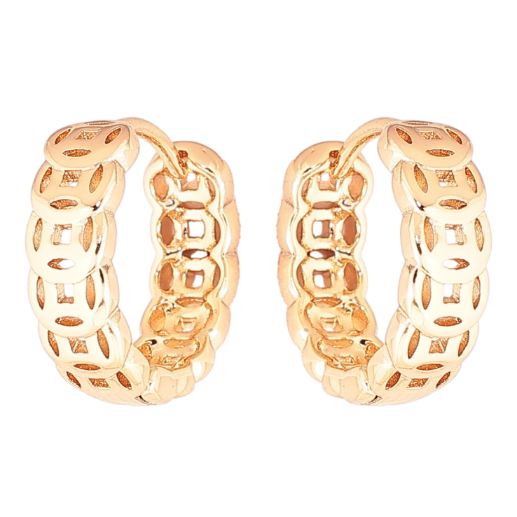 Серьги Xuping Позолота 18K колечки Резной узор фото №24